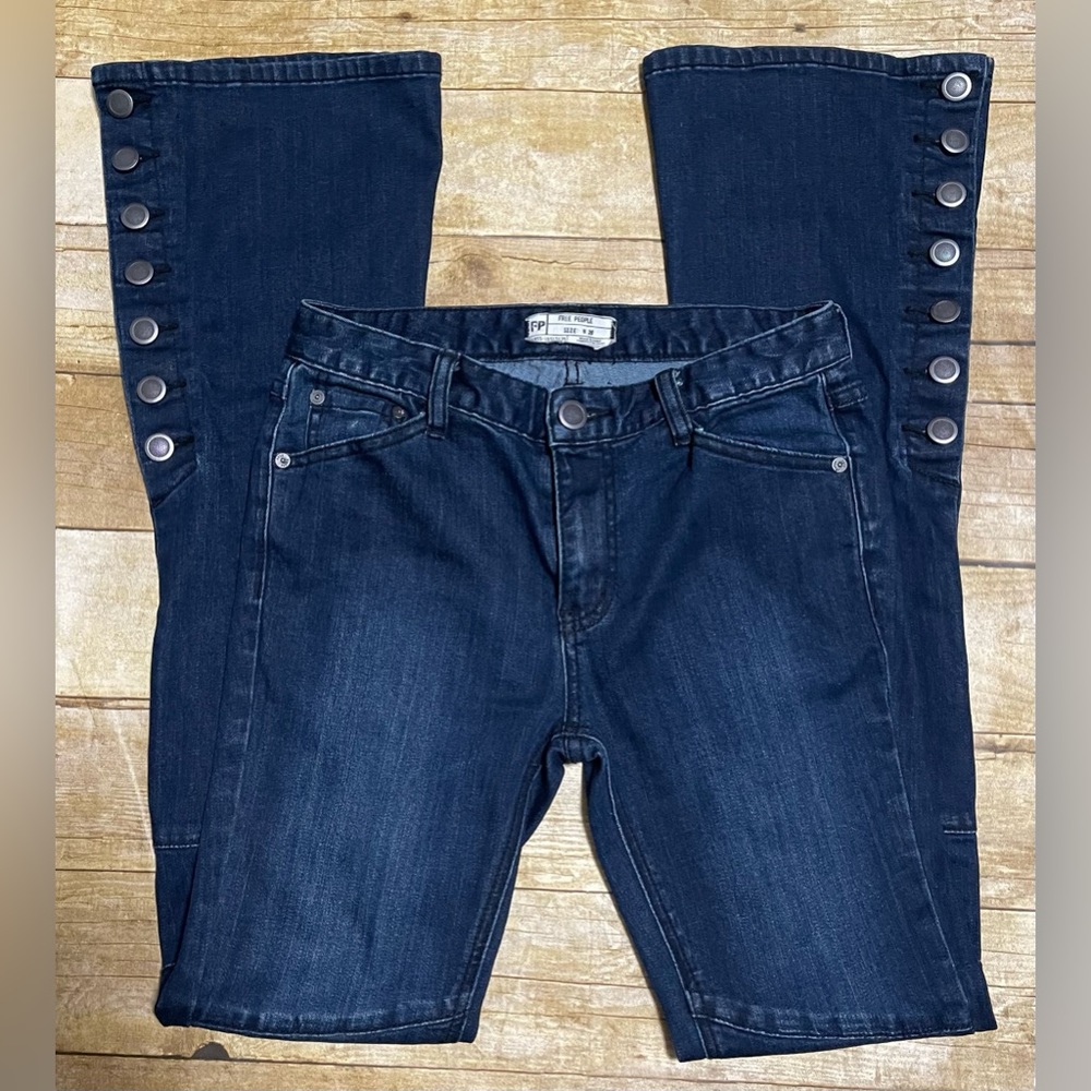 Free People 7s Flare Wide Leg Button Jeans Women's Size 26